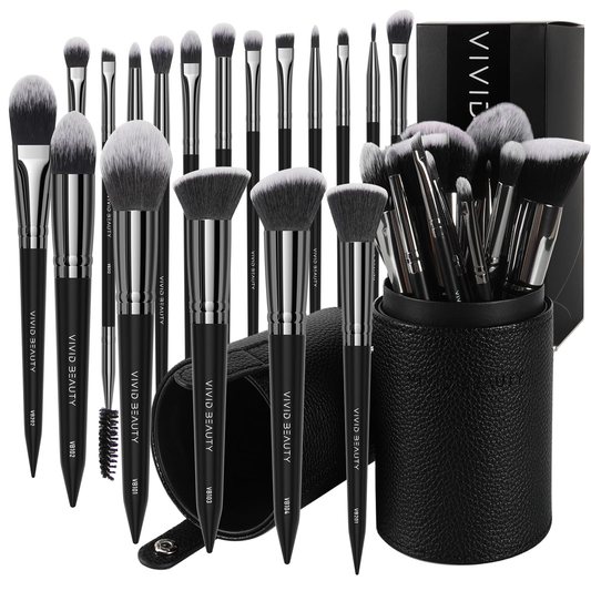Compact Makeup Brush Set - Black